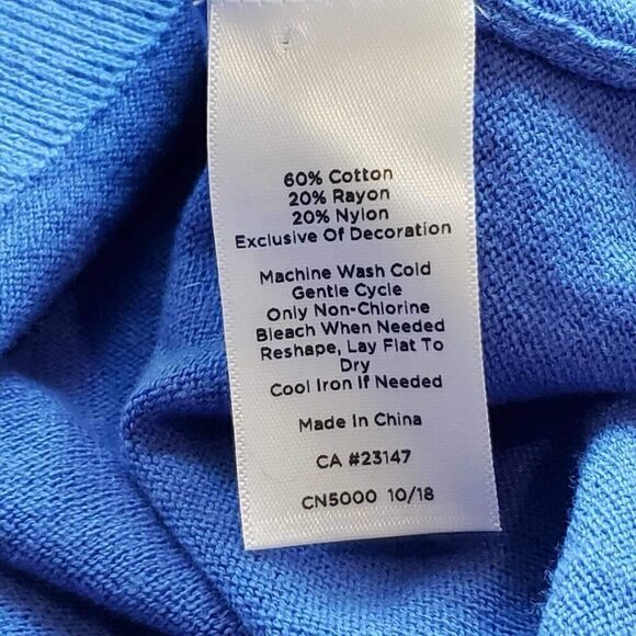 Talbots Sweater Women's Large Blue Sailboat Coastal Beach Pullover Cotton - Picture 7 of 8